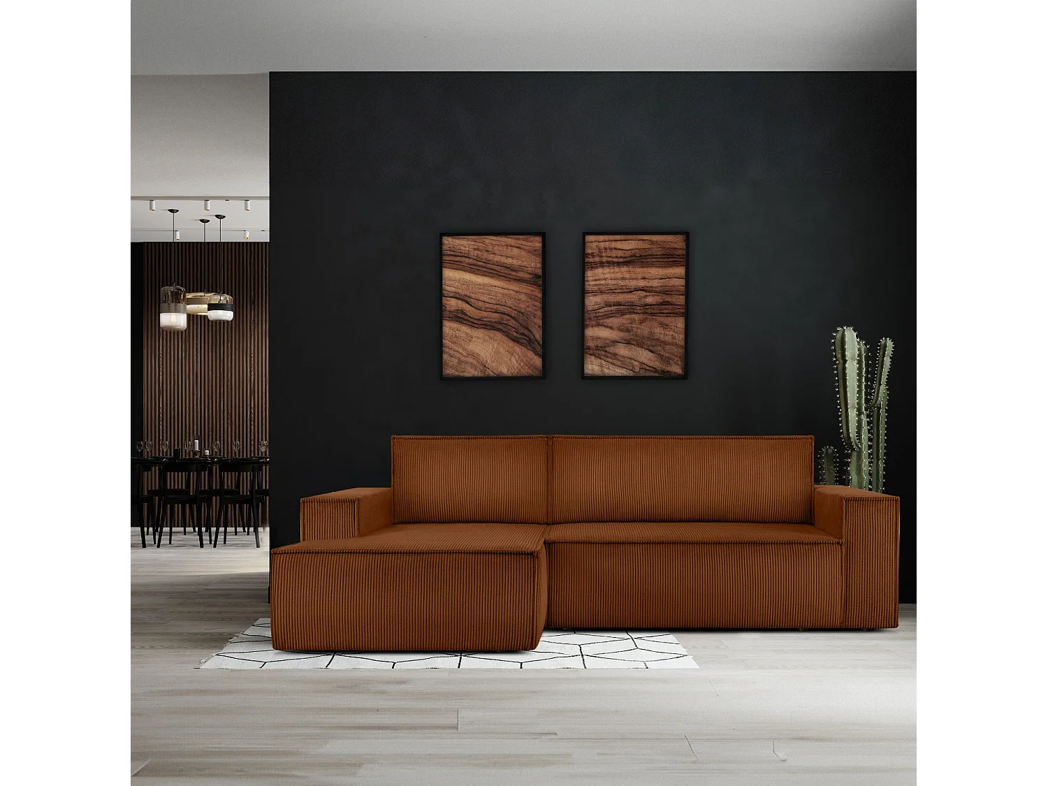 Canapé d'angle - gauche - avec fonction couchage - avec coffre de rangement - Modern - Rouge - NAPI