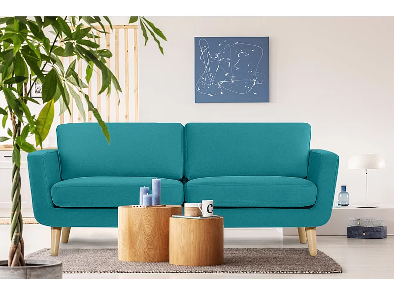 Canapé Scandinave 3 places - Bleu Turquoise - TAGIO