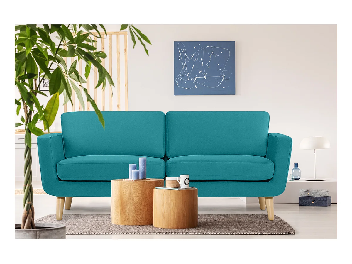Canapé Scandinave 3 places - Bleu Turquoise - TAGIO