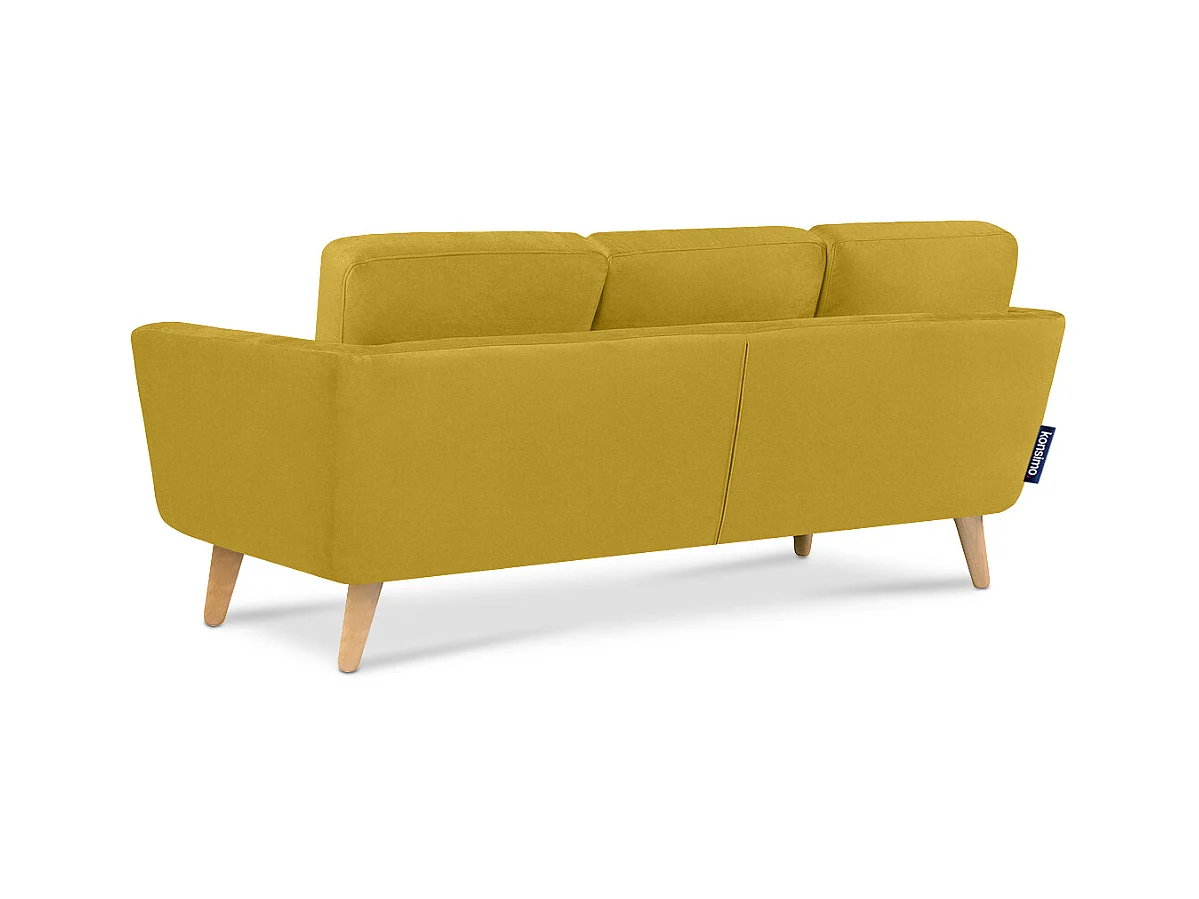 Canapé d'angle avec pouf - 3 places - Jaune - TAGIO