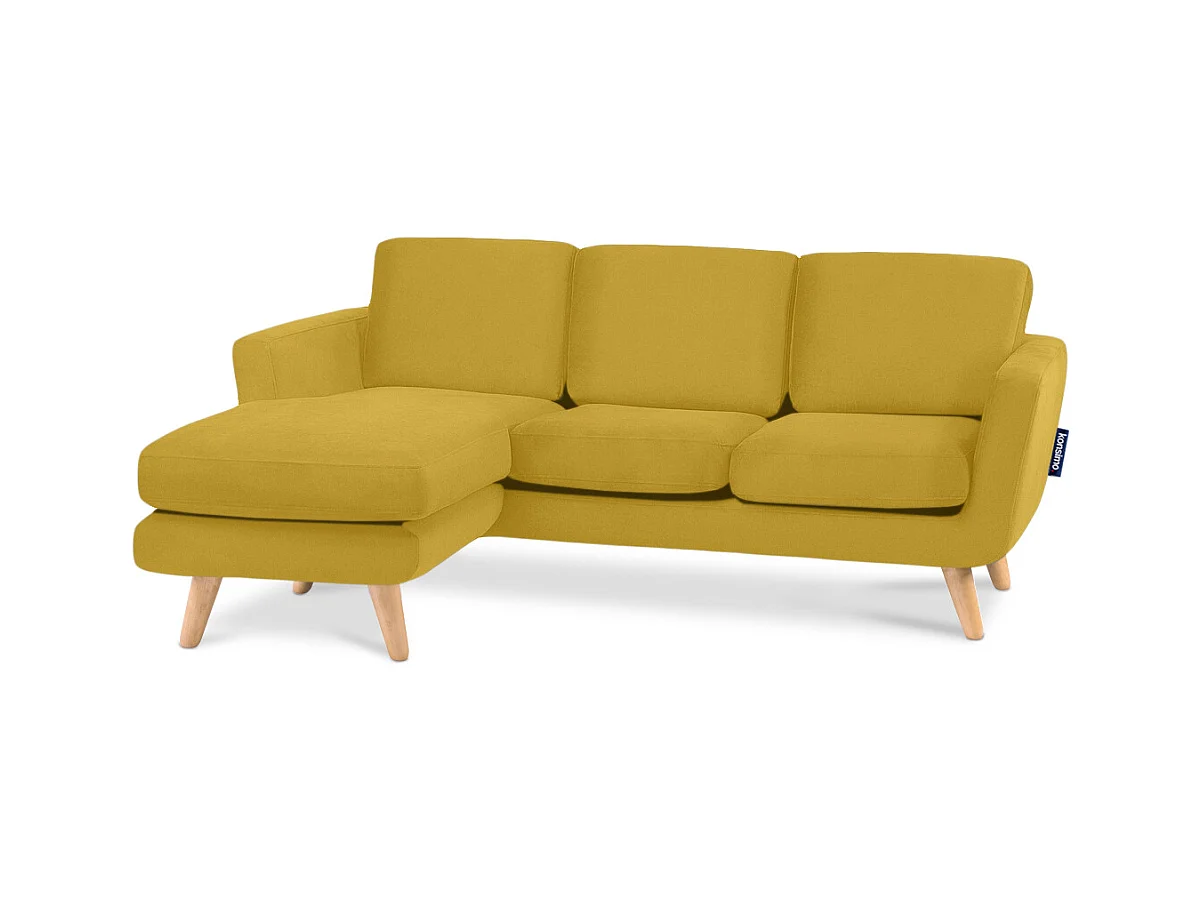 Canapé d'angle avec pouf - 3 places - Jaune - TAGIO
