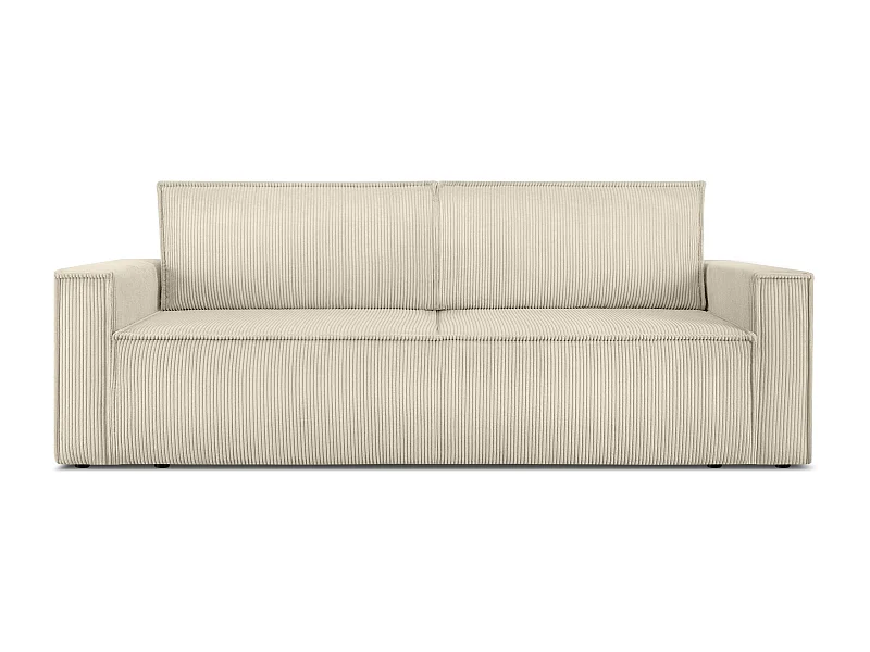 Canapé 3 places convertible - avec fonction couchage - avec coffre de rangement - Crème  - NAPI