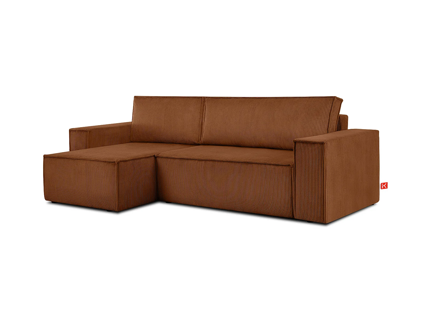 Canapé d'angle universel - gauche / droit - avec fonction couchage - avec coffre de rangement - Rouge - NAPI