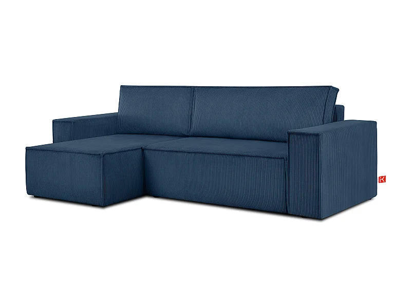 Canapé d'angle universel - gauche / droit - avec fonction couchage - avec coffre de rangement - Bleu - NAPI