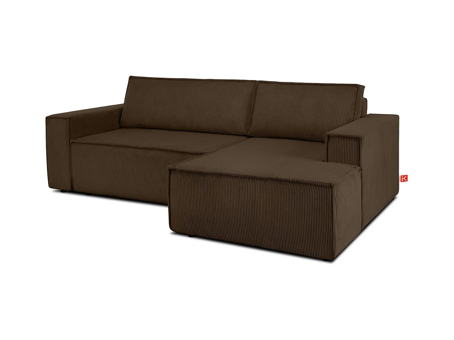 Canapé d'angle - droite - avec fonction couchage - avec coffre de rangement - Modern - Marron - NAPI