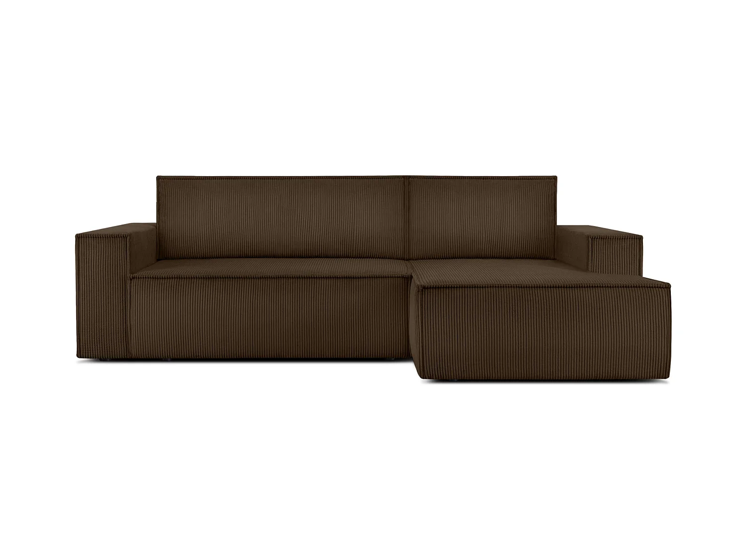 Canapé d'angle - droite - avec fonction couchage - avec coffre de rangement - Modern - Marron - NAPI