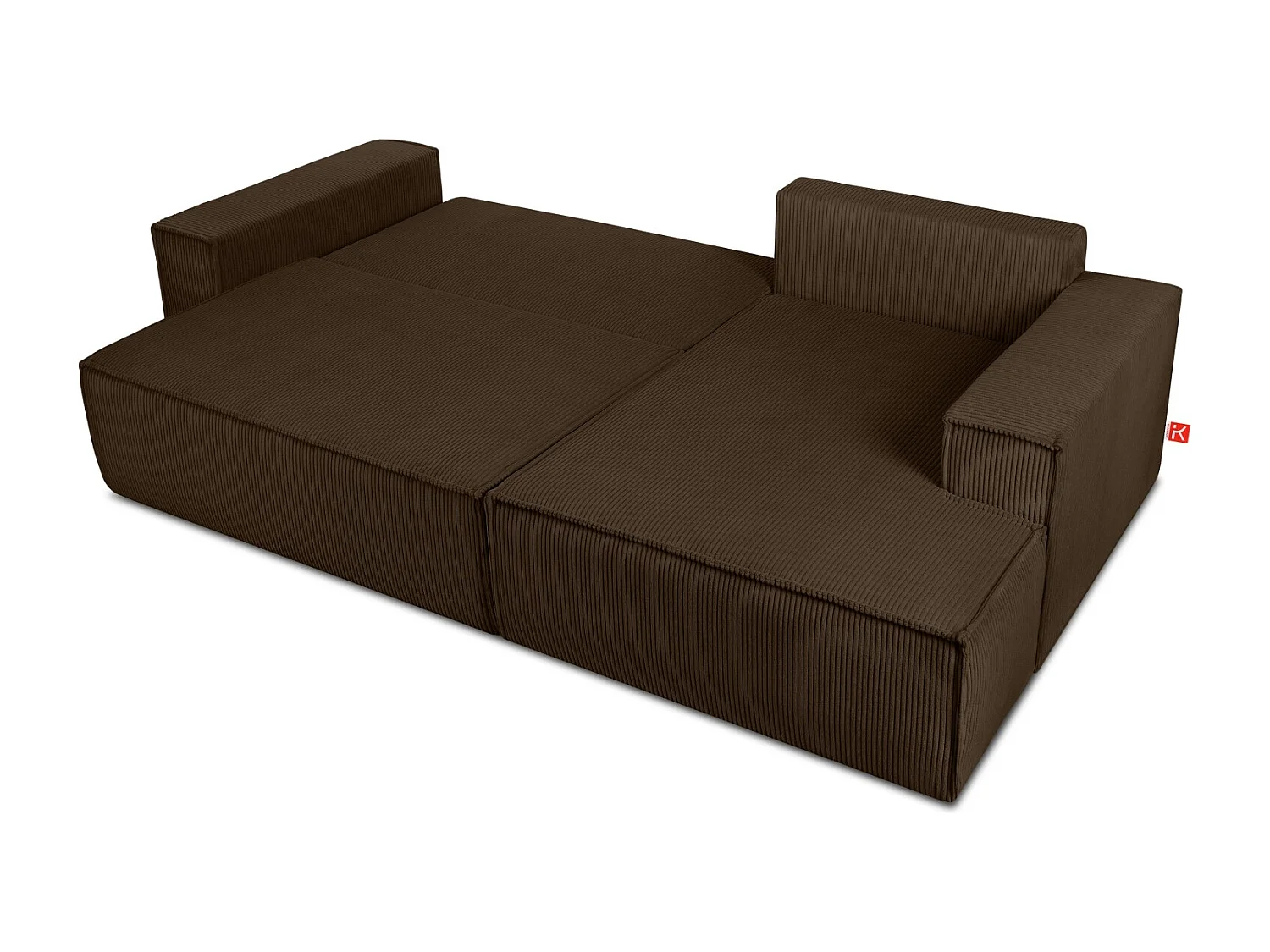 Canapé d'angle - droite - avec fonction couchage - avec coffre de rangement - Modern - Marron - NAPI