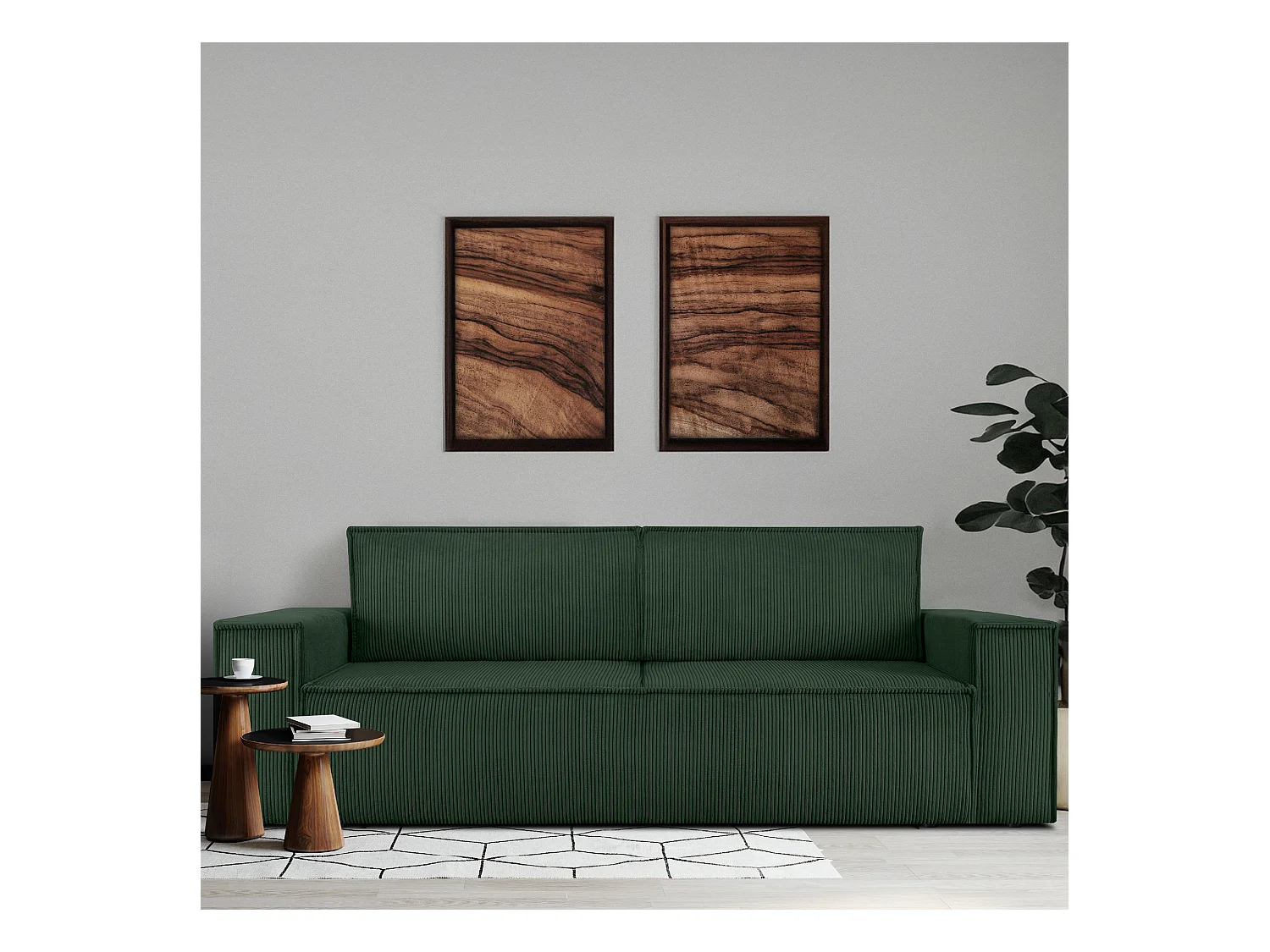 Canapé 3 places convertible - avec fonction couchage - avec coffre de rangement - Vert foncé - NAPI