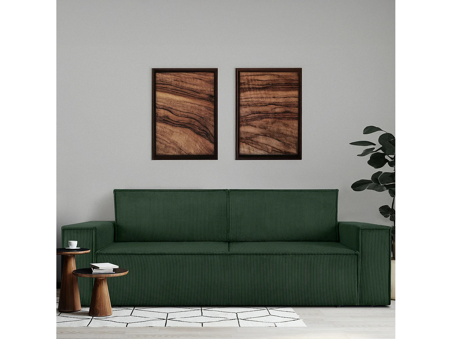 Canapé 3 places convertible - avec fonction couchage - avec coffre de rangement - Vert foncé - NAPI