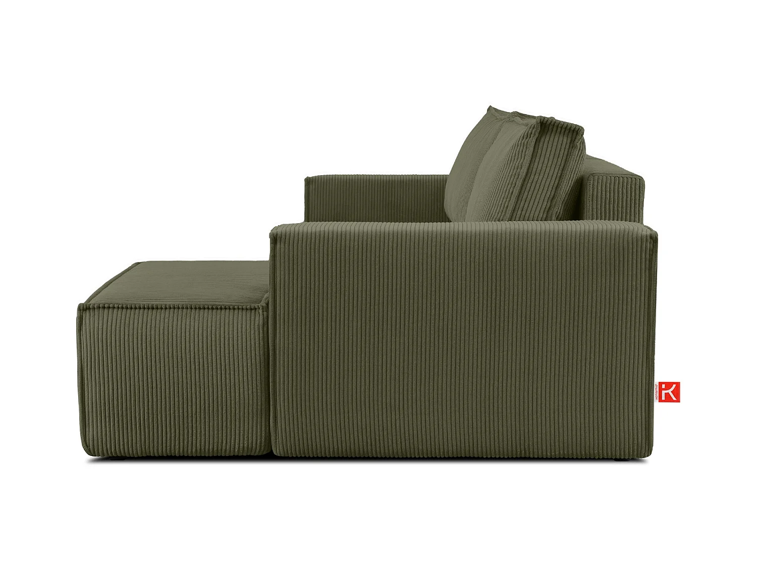 Canapé d'angle - droite - avec fonction couchage - avec coffre de rangement - Modern - Olive - NAPI