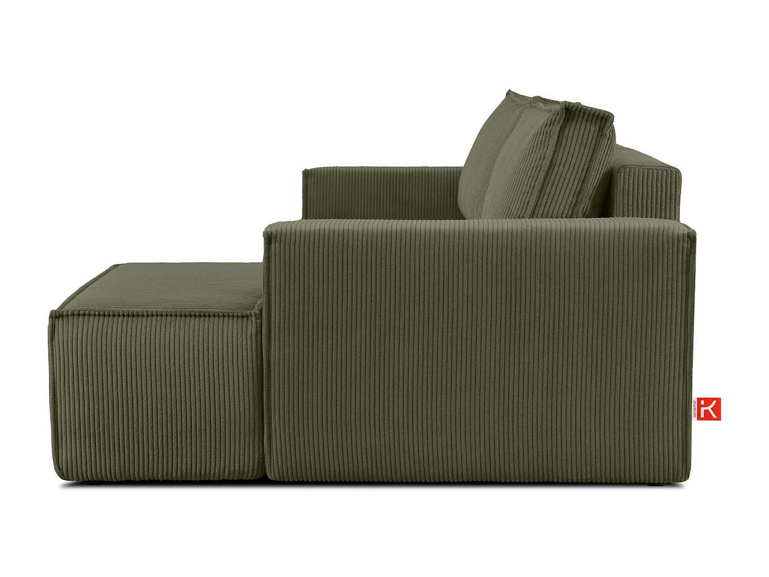Canapé d'angle - droite - avec fonction couchage - avec coffre de rangement - Modern - Olive - NAPI