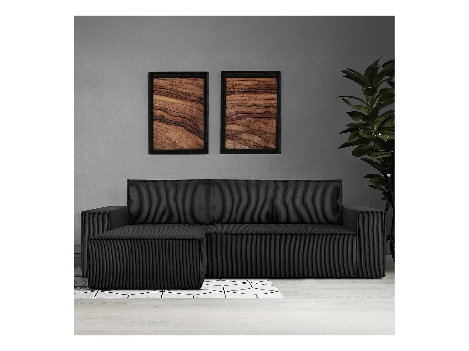 Canapé d'angle universel - gauche / droit - avec fonction couchage - avec coffre de rangement - Gris - NAPI