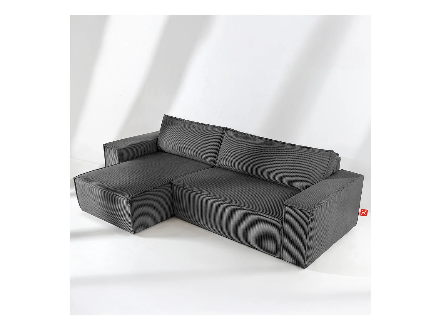 Canapé d'angle universel - gauche / droit - avec fonction couchage - avec coffre de rangement - Gris - NAPI