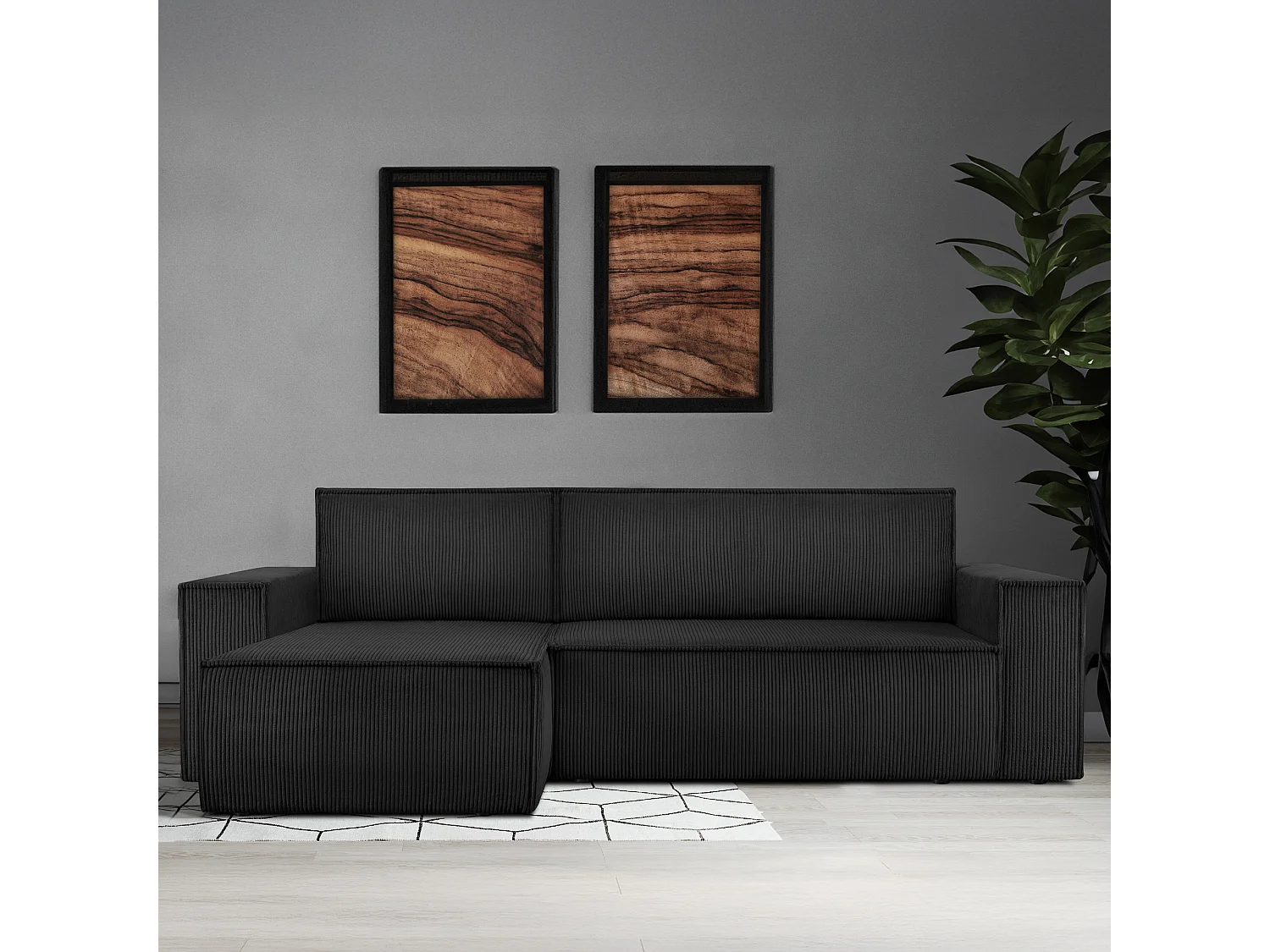 Canapé d'angle universel - gauche / droit - avec fonction couchage - avec coffre de rangement - Gris - NAPI