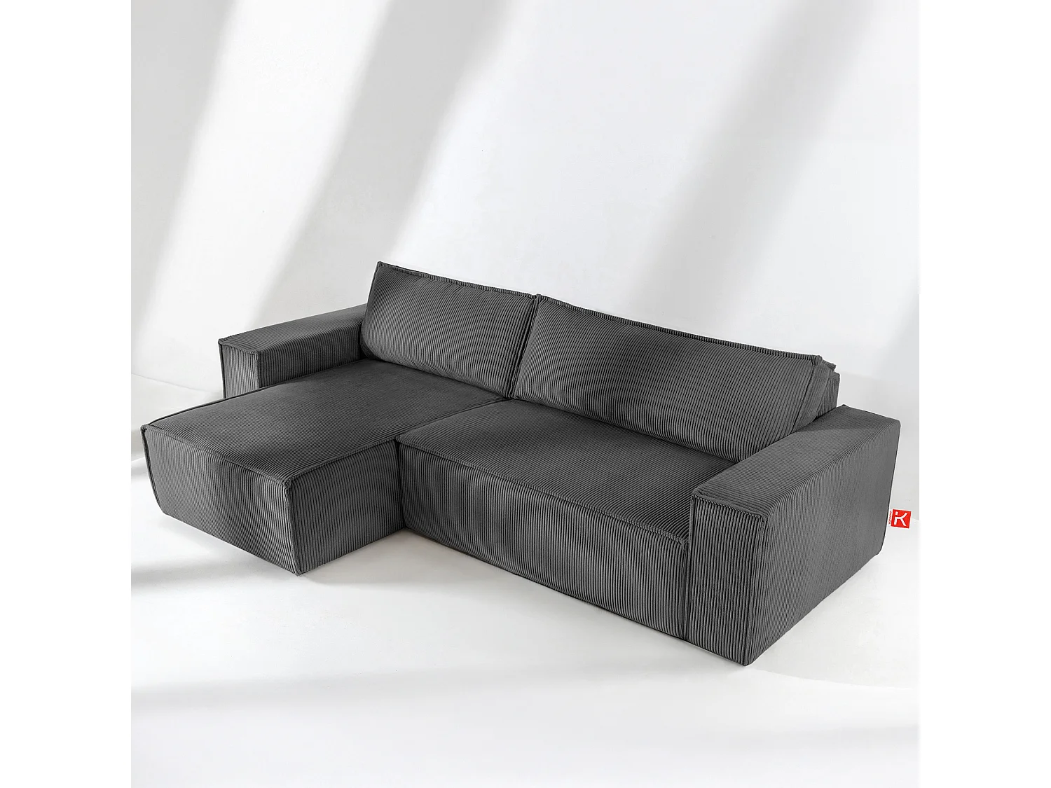 Canapé d'angle universel - gauche / droit - avec fonction couchage - avec coffre de rangement - Gris - NAPI