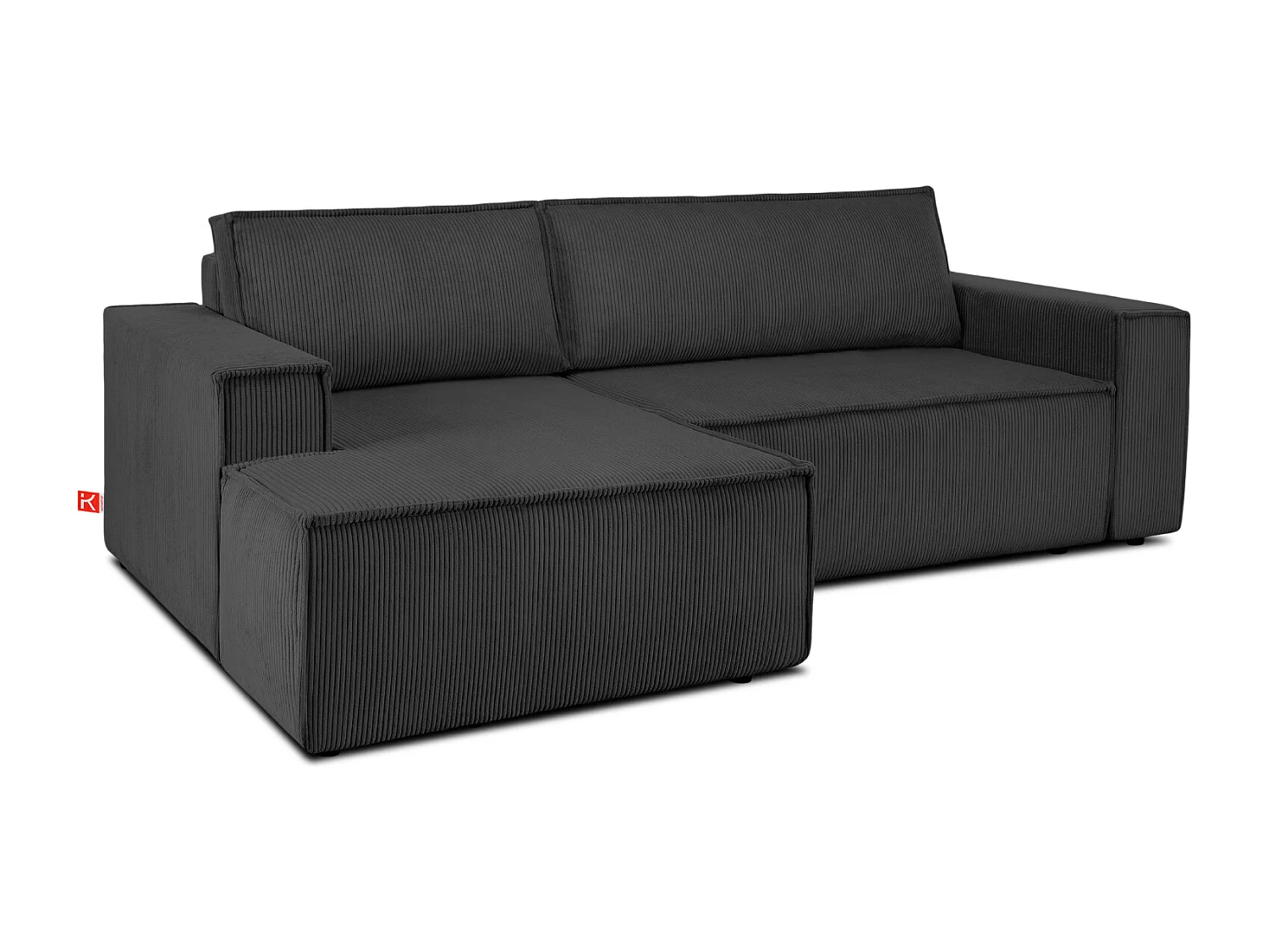 Canapé d'angle - gauche - avec fonction couchage - avec coffre de rangement - Modern - Gris - NAPI
