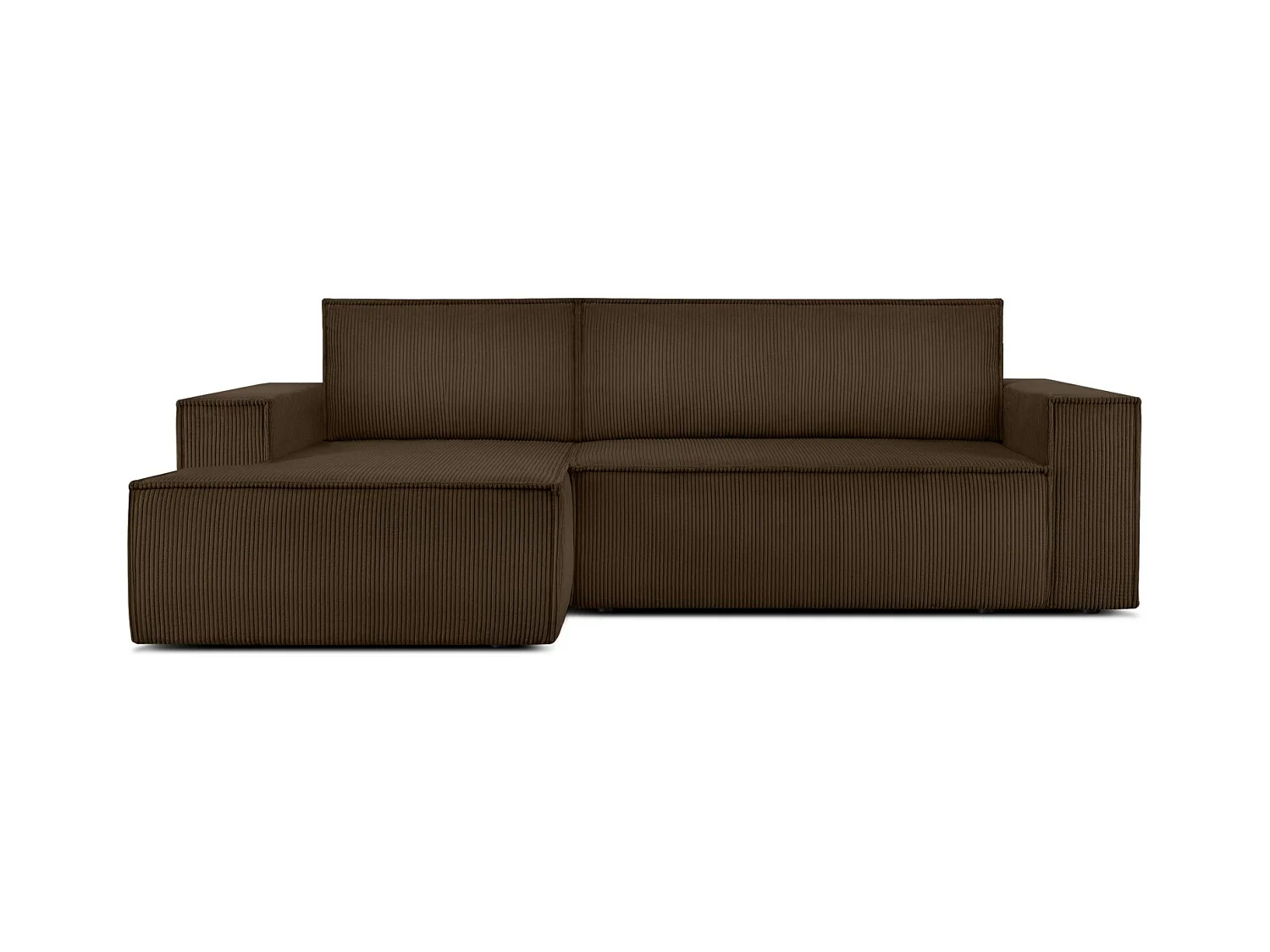 Canapé d'angle - gauche - avec fonction couchage - avec coffre de rangement - Modern - Marron - NAPI