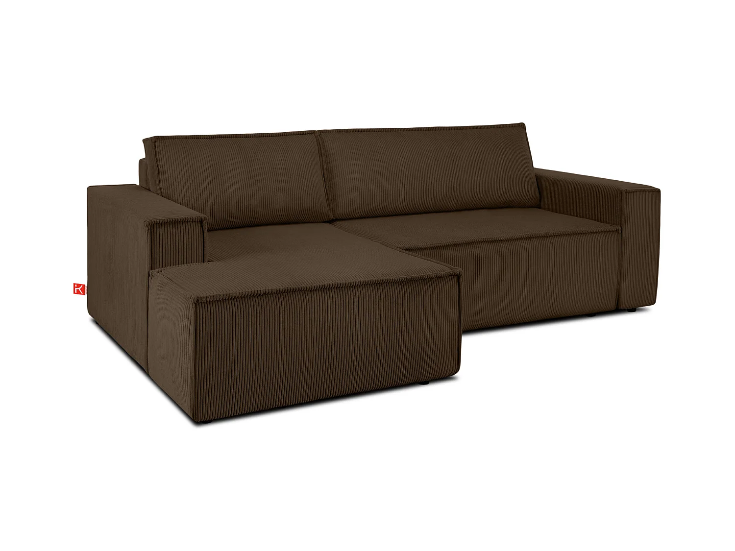 Canapé d'angle - gauche - avec fonction couchage - avec coffre de rangement - Modern - Marron - NAPI