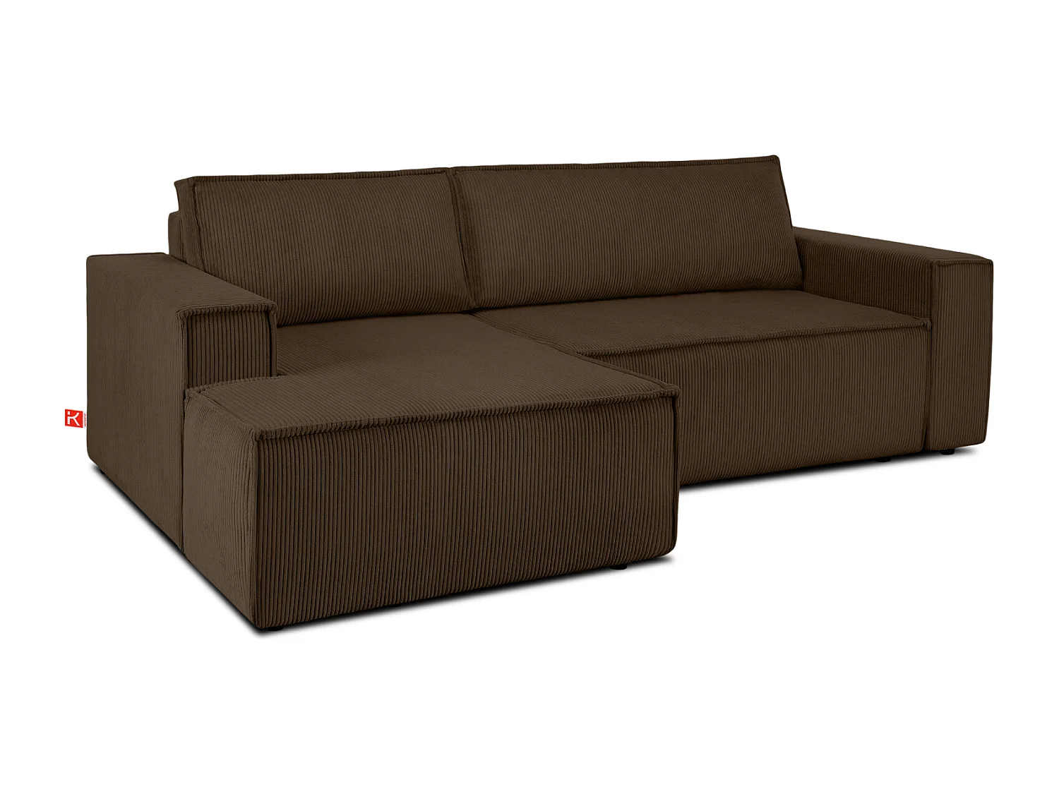 Canapé d'angle - gauche - avec fonction couchage - avec coffre de rangement - Modern - Marron - NAPI