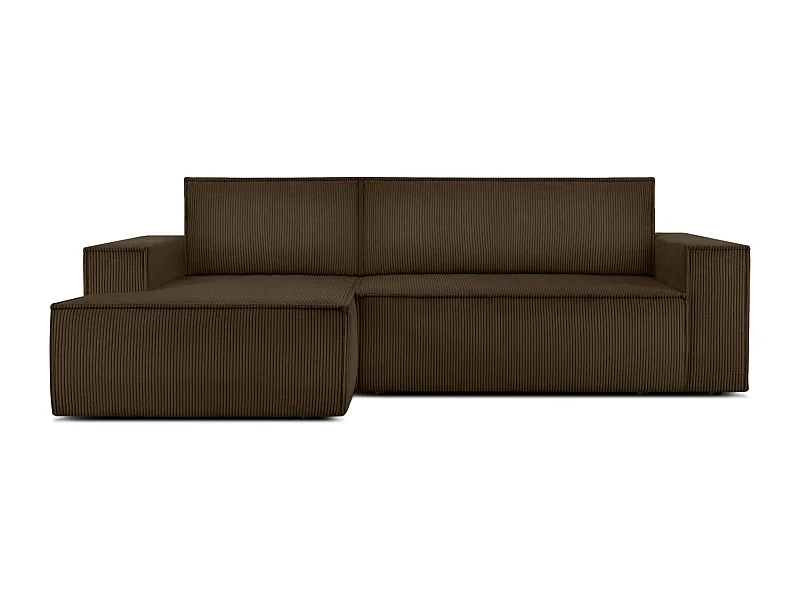 Canapé d'angle - gauche - avec fonction couchage - avec coffre de rangement - Modern - Marron - NAPI
