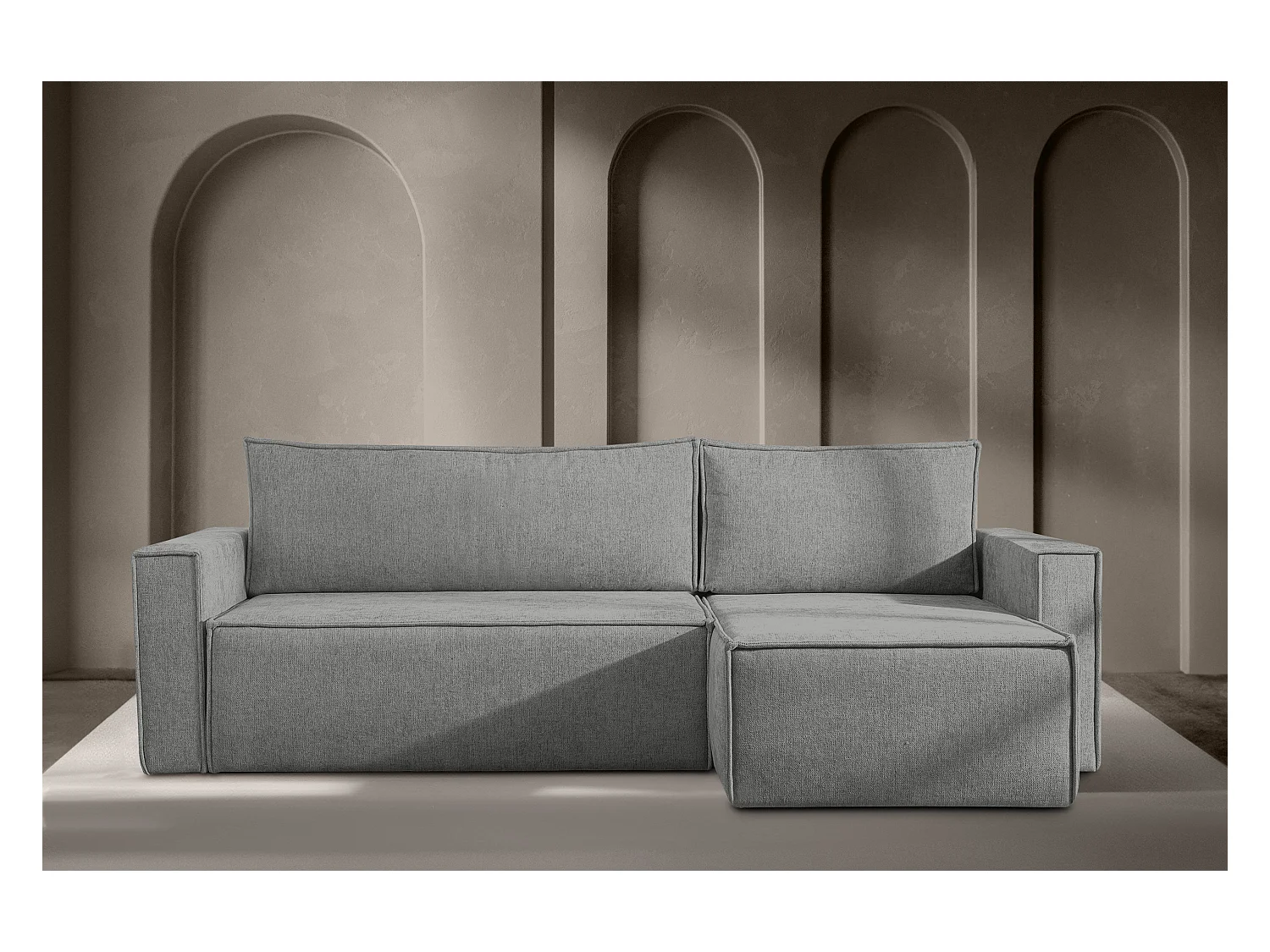 Canapé d'angle universel - gauche / droit - avec fonction couchage - avec coffre de rangement - Gris - NAPI II