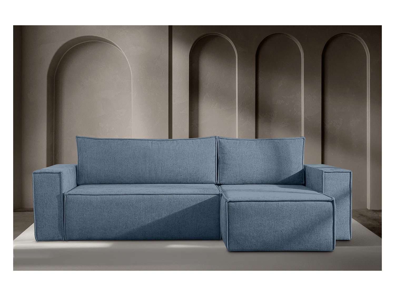 Canapé d'angle universel - gauche / droit - avec fonction couchage - avec coffre de rangement - Bleu - NAPI II