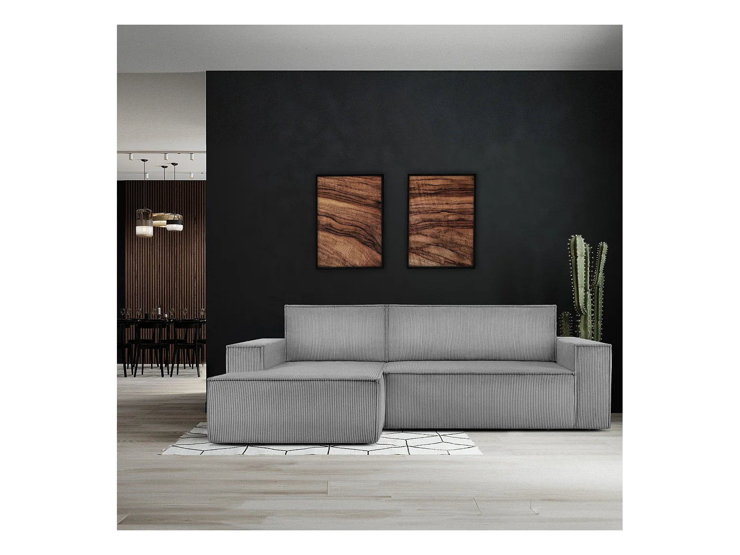 Canapé d'angle - gauche - avec fonction couchage - avec coffre de rangement - Modern - Gris - NAPI