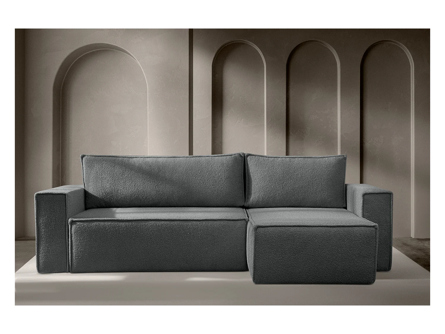 Canapé d'angle universel - gauche / droit - avec fonction couchage - avec coffre de rangement - Graphite - NAPI II