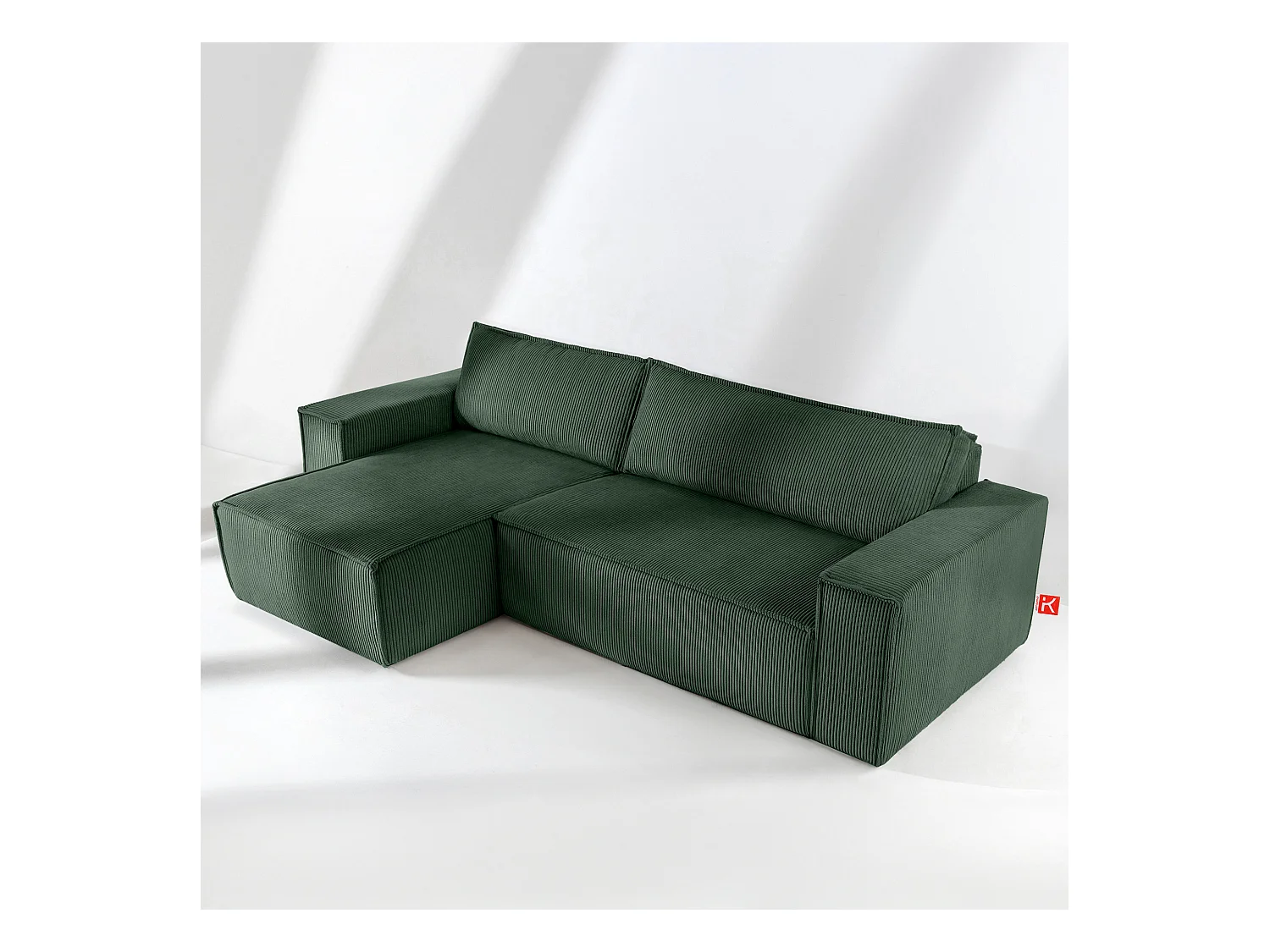 Canapé d'angle universel - gauche / droit - avec fonction couchage - avec coffre de rangement - Vert foncé - NAPI