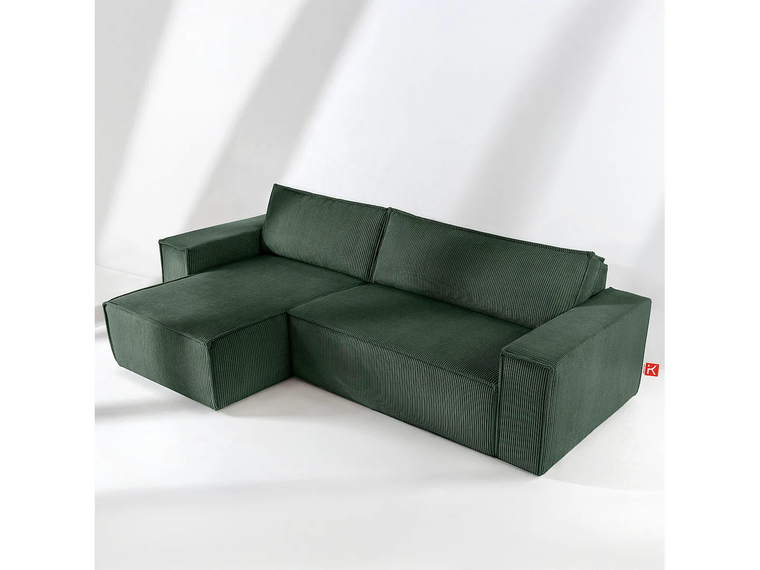 Canapé d'angle universel - gauche / droit - avec fonction couchage - avec coffre de rangement - Vert foncé - NAPI