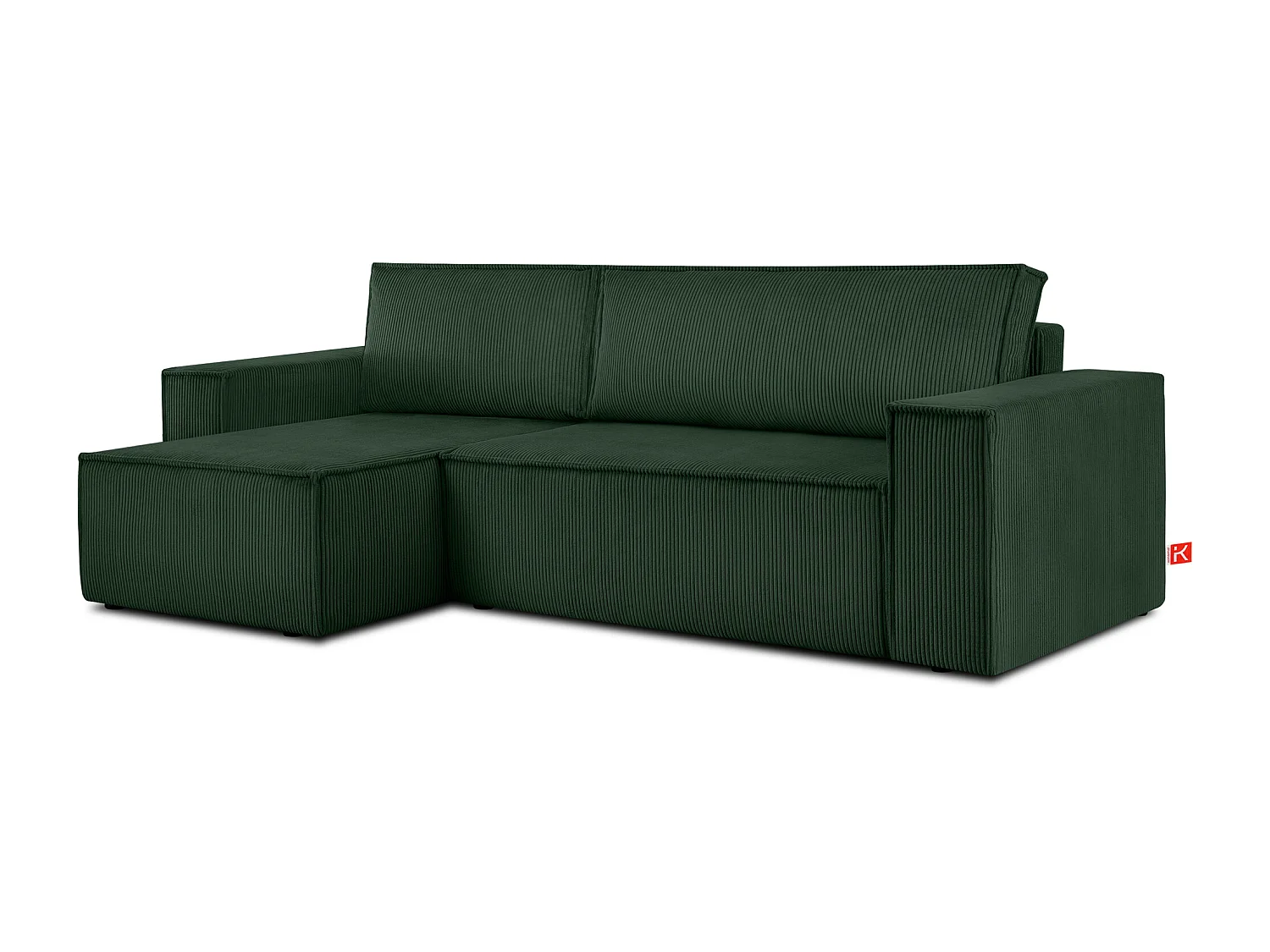 Canapé d'angle universel - gauche / droit - avec fonction couchage - avec coffre de rangement - Vert foncé - NAPI