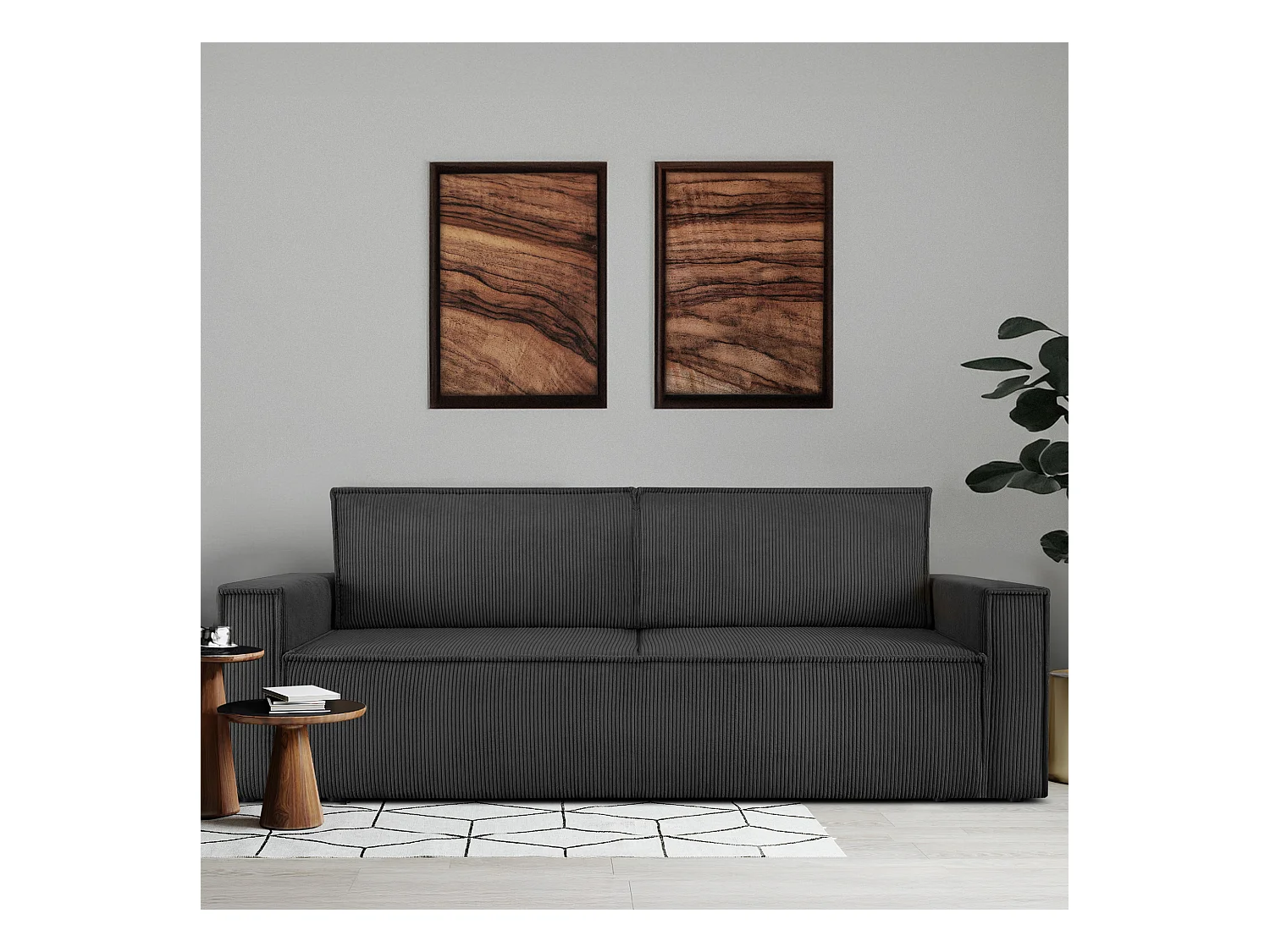 Canapé 3 places convertible - avec fonction couchage - avec coffre de rangement - Gris - NAPI