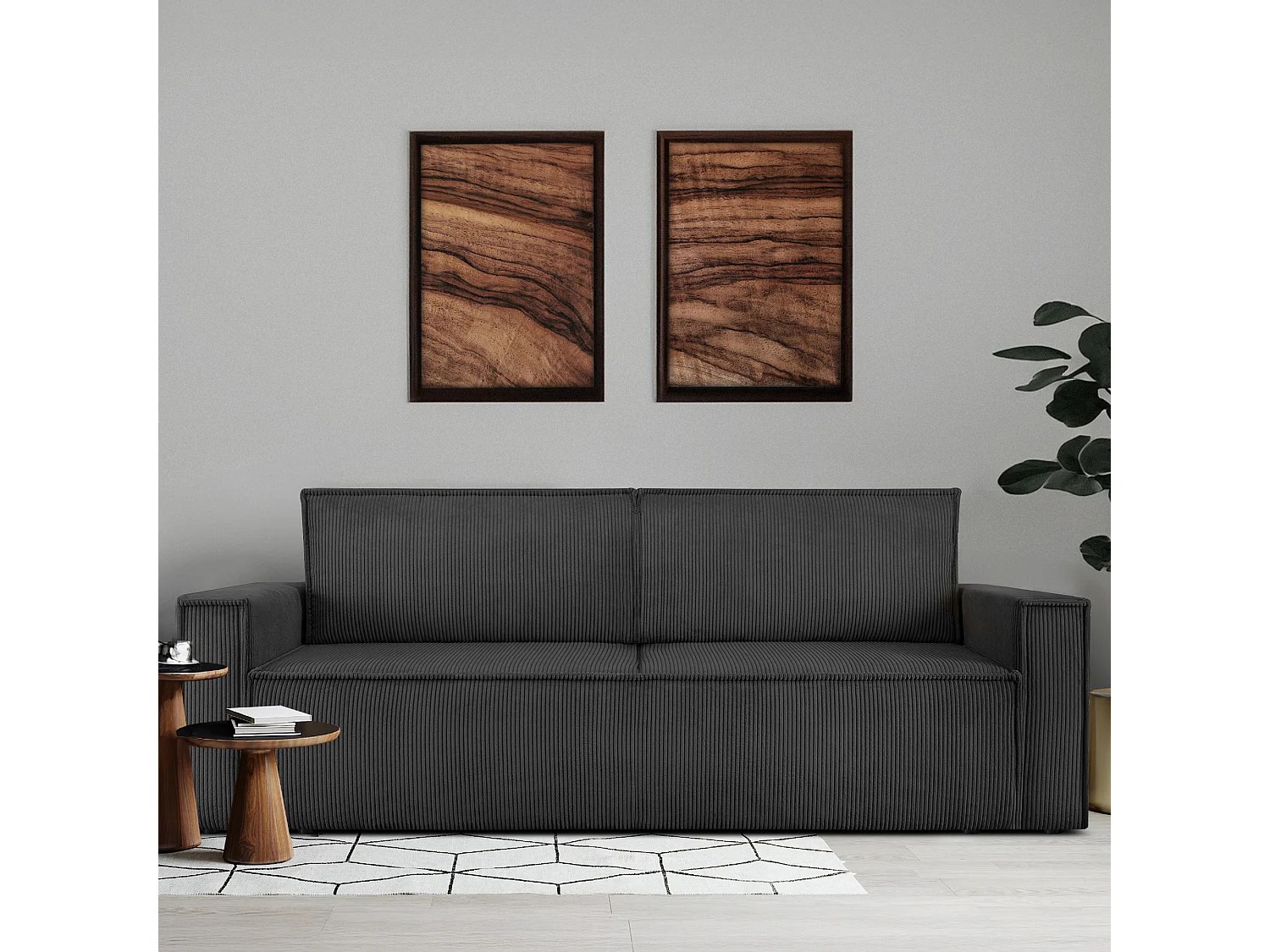 Canapé 3 places convertible - avec fonction couchage - avec coffre de rangement - Gris - NAPI