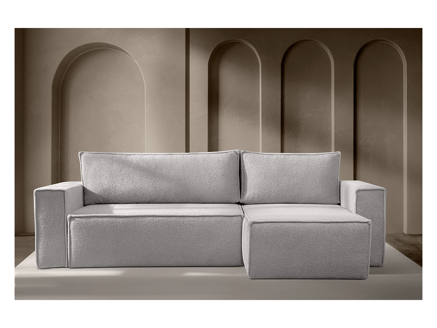 Canapé d'angle universel - gauche / droit - avec fonction couchage - avec coffre de rangement - cendré - NAPI II