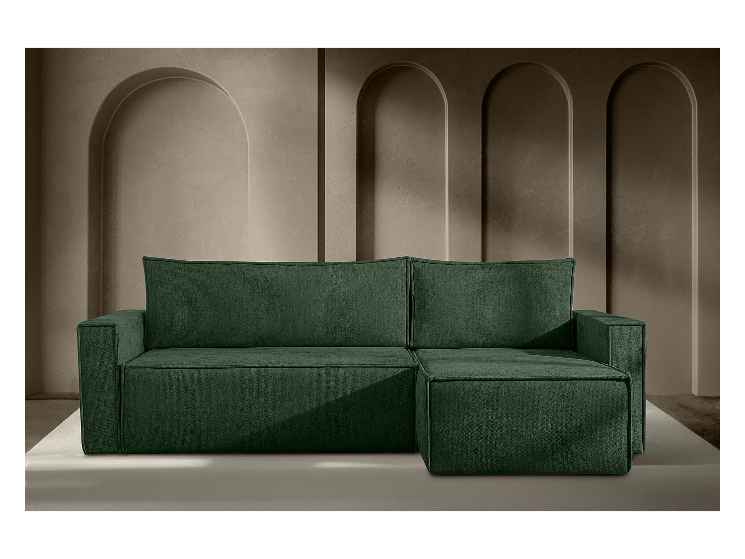 Canapé d'angle universel - gauche / droit - avec fonction couchage - avec coffre de rangement - Vert - NAPI II