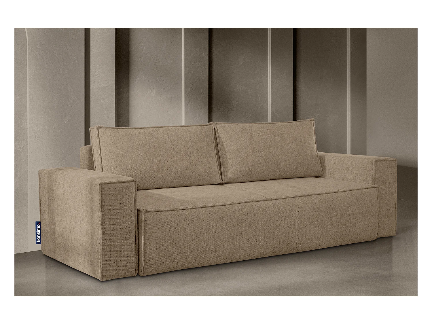 Canapé 3 places convertible - avec fonction couchage - avec coffre de rangement - Marron - NAPI II