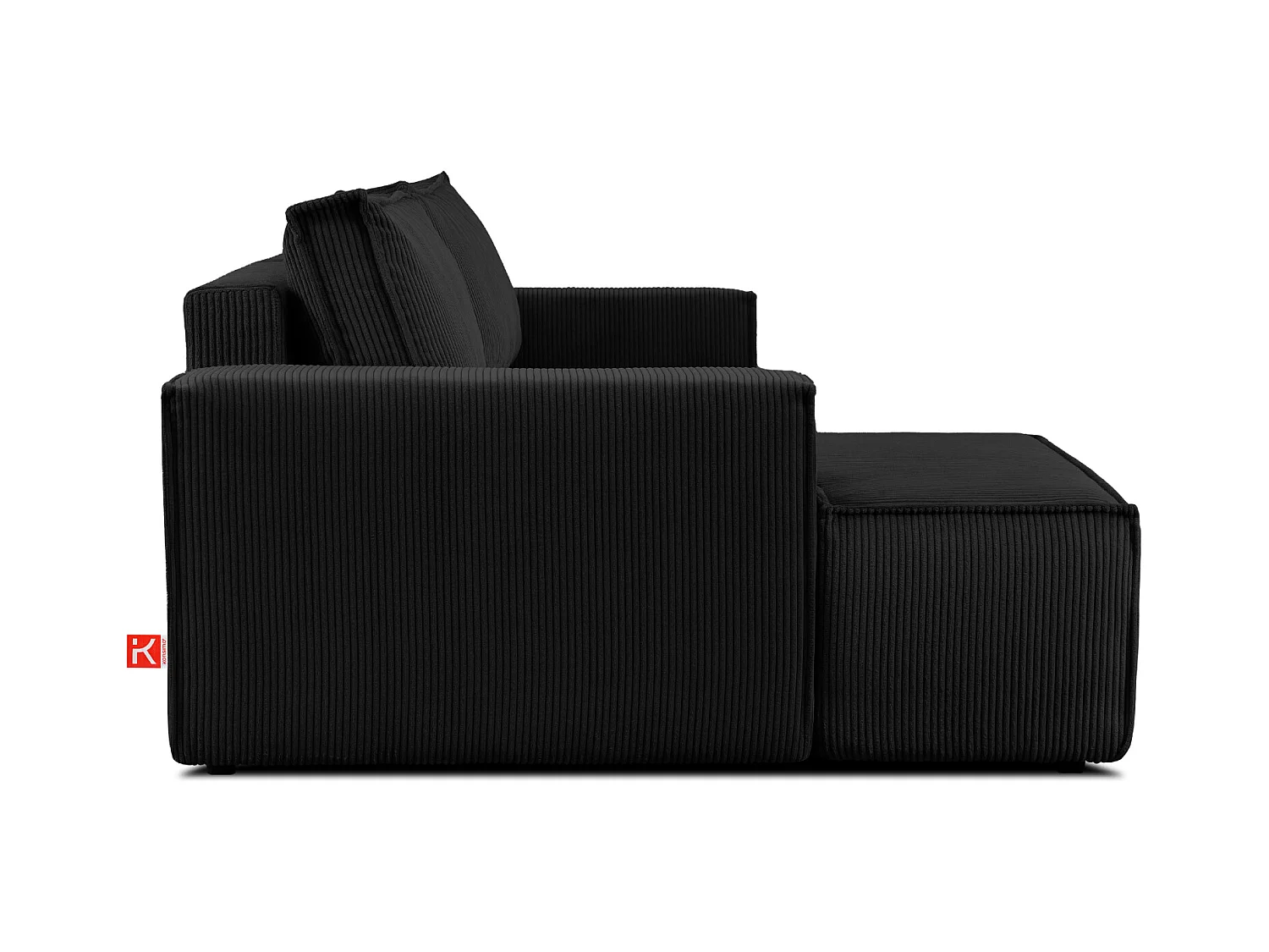 Canapé d'angle - gauche - avec fonction couchage - avec coffre de rangement - Modern - Noir - NAPI