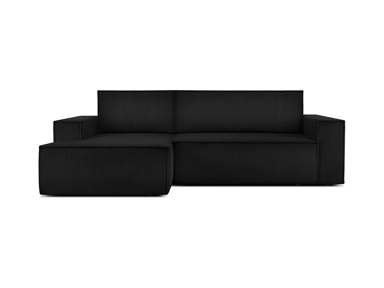 Canapé d'angle - gauche - avec fonction couchage - avec coffre de rangement - Modern - Noir - NAPI