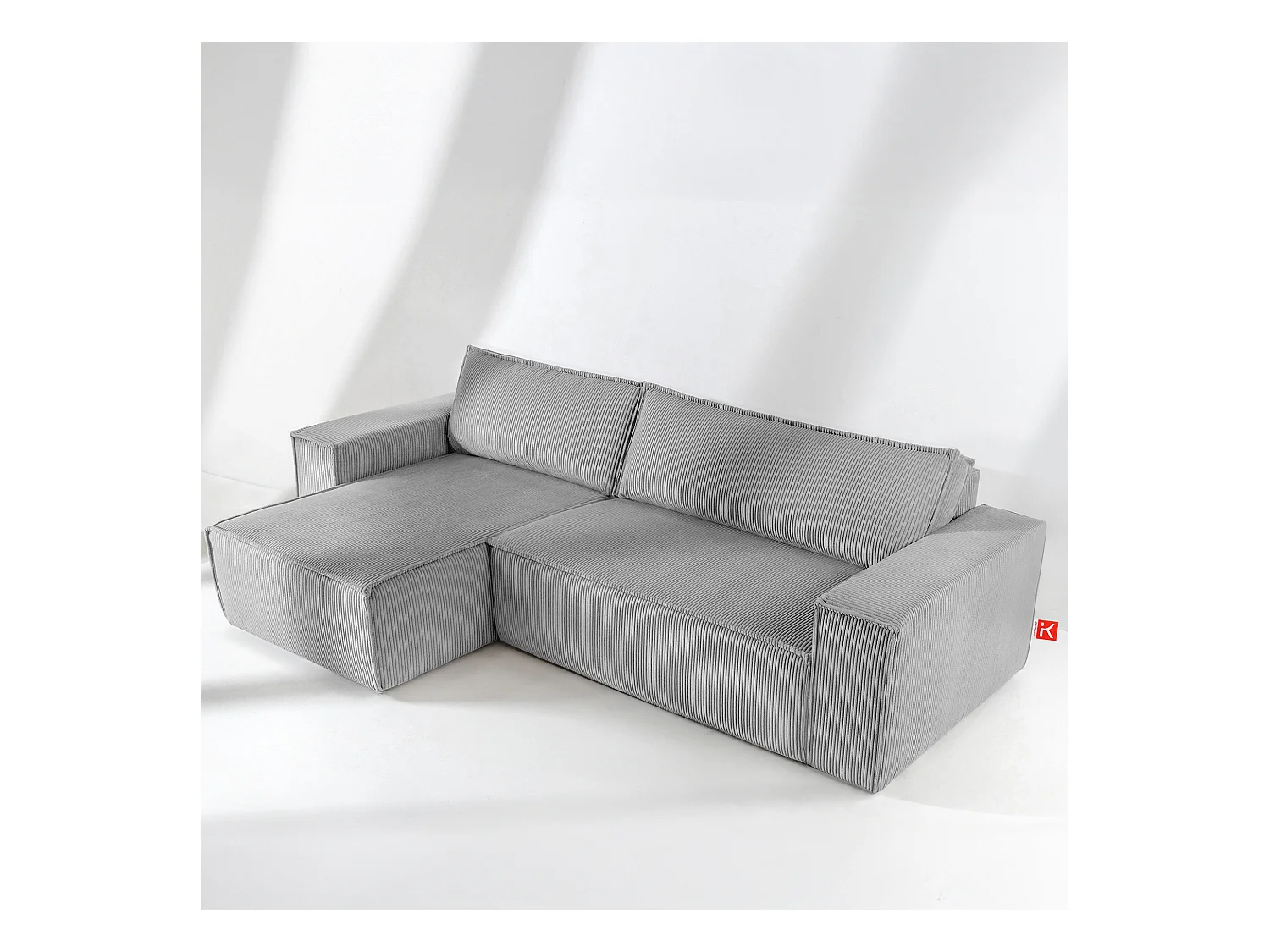 Canapé d'angle universel - gauche / droit - avec fonction couchage - avec coffre de rangement - Gris - NAPI