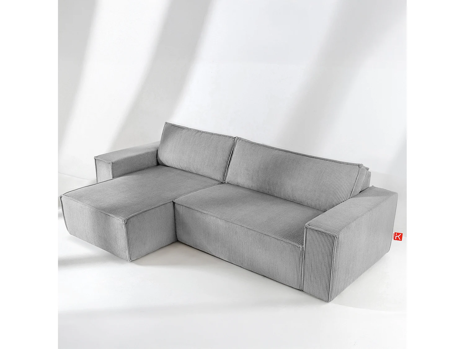 Canapé d'angle universel - gauche / droit - avec fonction couchage - avec coffre de rangement - Gris - NAPI