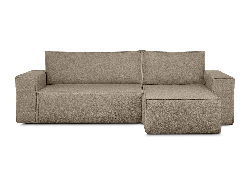 Canapé d'angle universel - gauche / droit - avec fonction couchage - avec coffre de rangement  - beige foncé - NAPI II