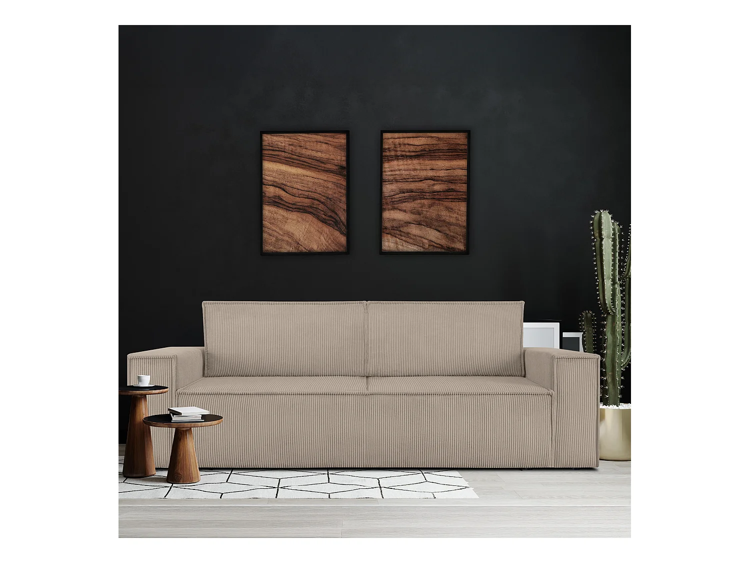 Canapé 3 places convertible - avec fonction couchage - avec coffre de rangement - Beige - NAPI