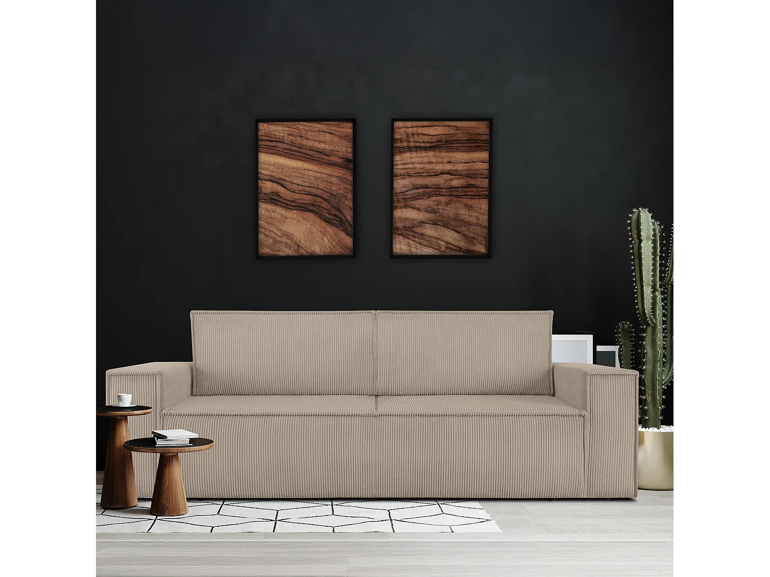 Canapé 3 places convertible - avec fonction couchage - avec coffre de rangement - Beige - NAPI