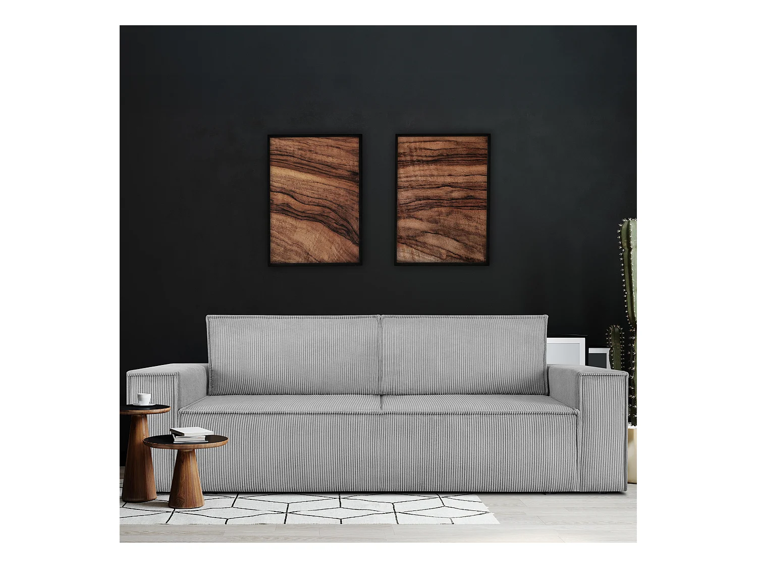 Canapé 3 places convertible - avec fonction couchage - avec coffre de rangement - Gris - NAPI