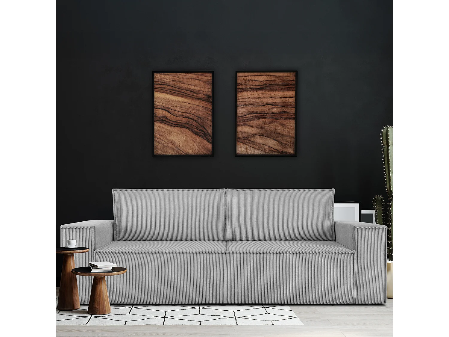 Canapé 3 places convertible - avec fonction couchage - avec coffre de rangement - Gris - NAPI