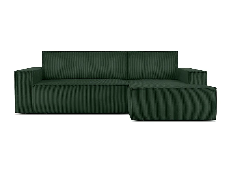 Canapé d'angle - droite - avec fonction couchage - avec coffre de rangement - Modern - Vert foncé - NAPI