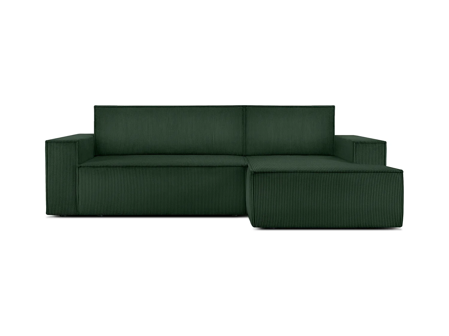 Canapé d'angle - droite - avec fonction couchage - avec coffre de rangement - Modern - Vert foncé - NAPI