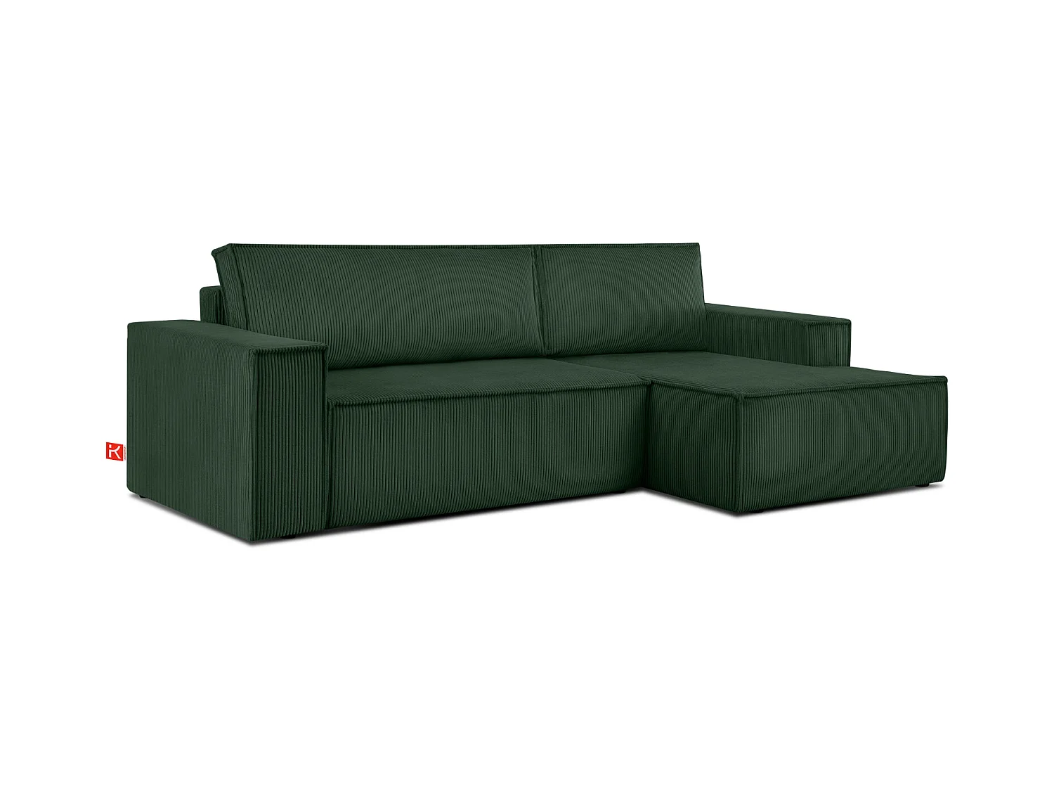 Canapé d'angle - droite - avec fonction couchage - avec coffre de rangement - Modern - Vert foncé - NAPI