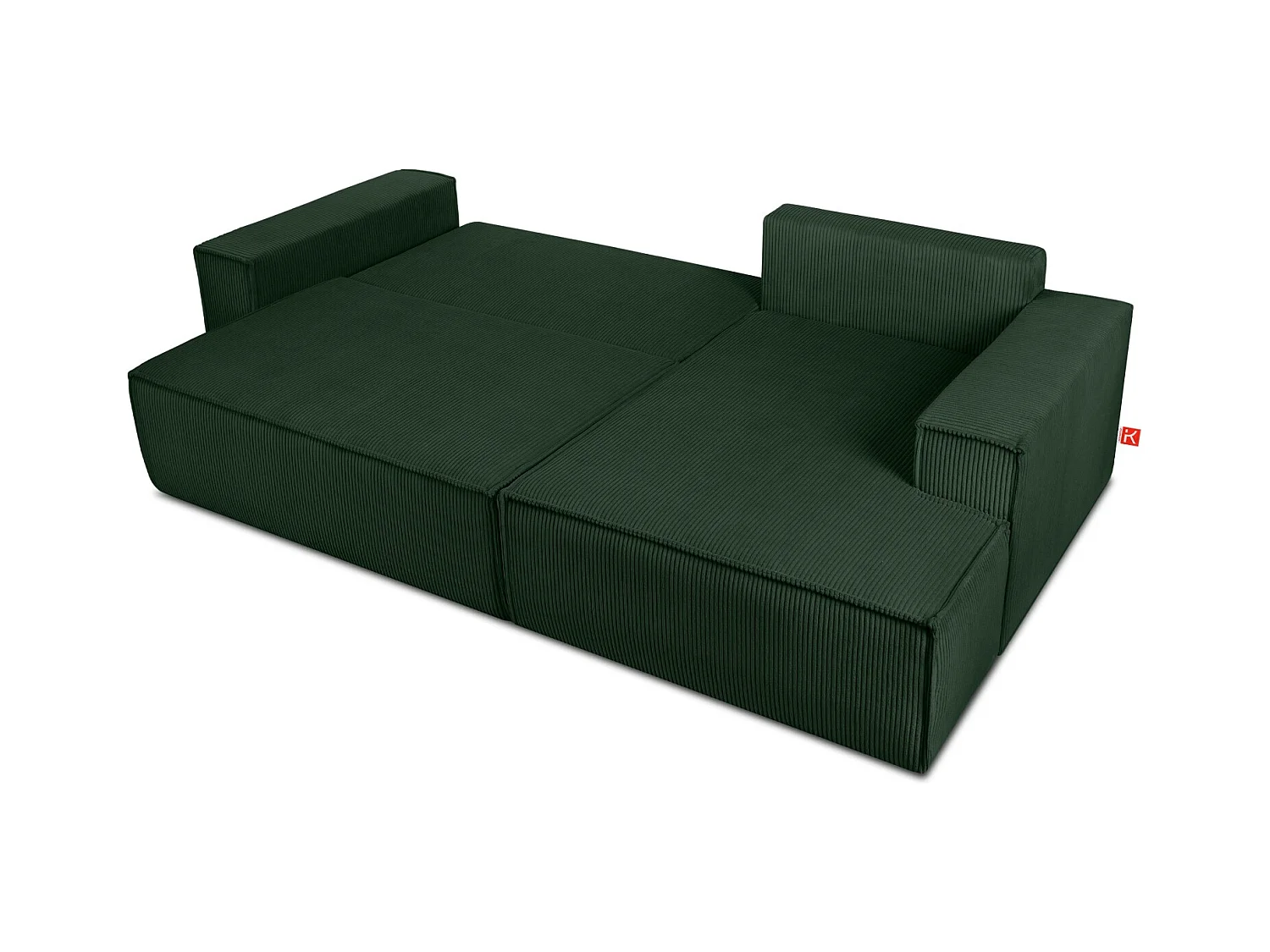 Canapé d'angle - droite - avec fonction couchage - avec coffre de rangement - Modern - Vert foncé - NAPI