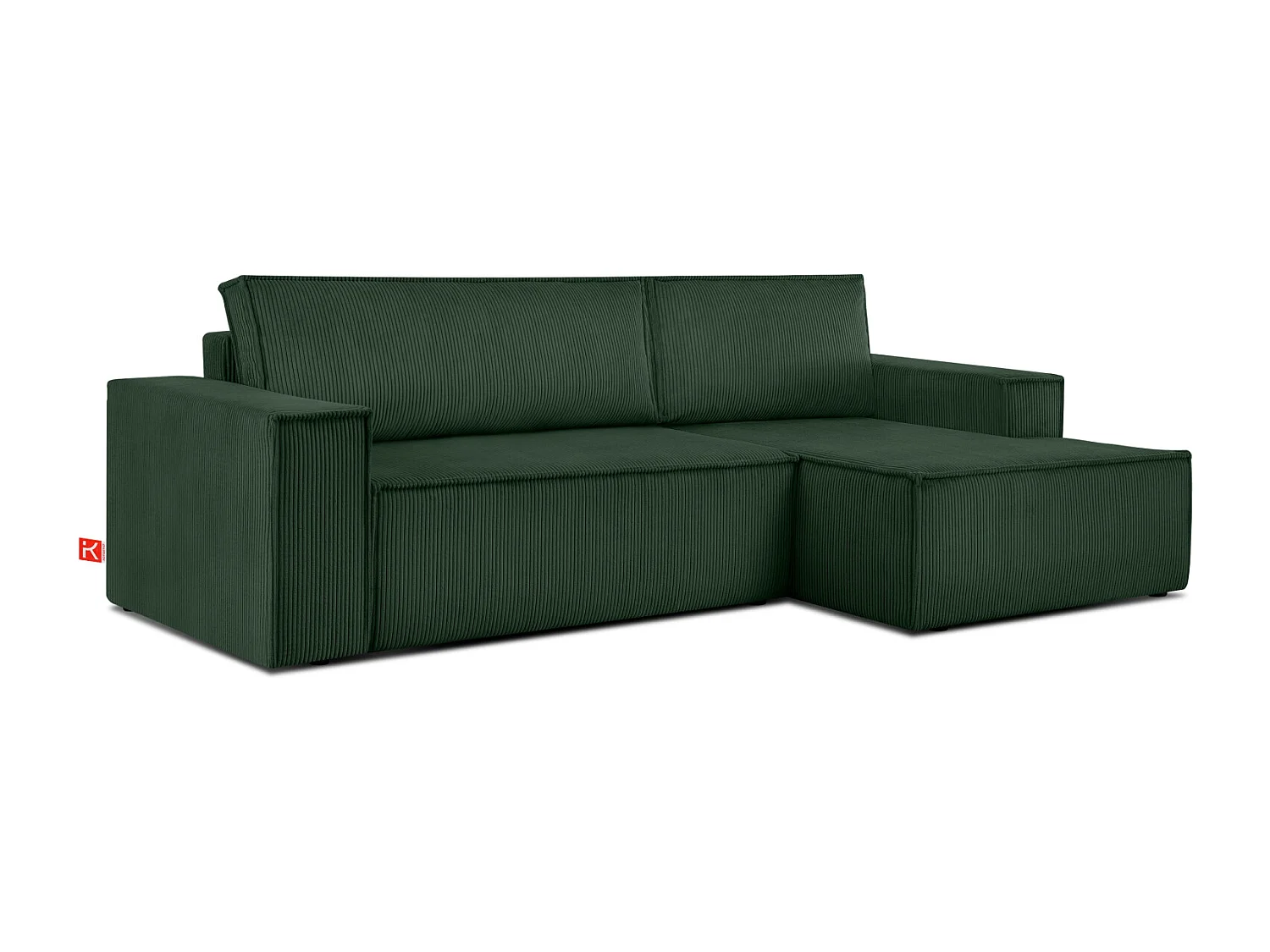Canapé d'angle - droite - avec fonction couchage - avec coffre de rangement - Modern - Vert foncé - NAPI
